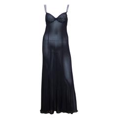 Seductive 1990's Hanro of Switzerland Black Negligee Dressing Gown 10