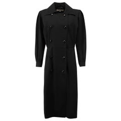 Saint Laurent Rive Gauche Black Twill Long Coat Size L