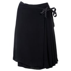 Max Mara Black Vintage Wallet Pleated Skirt 90s