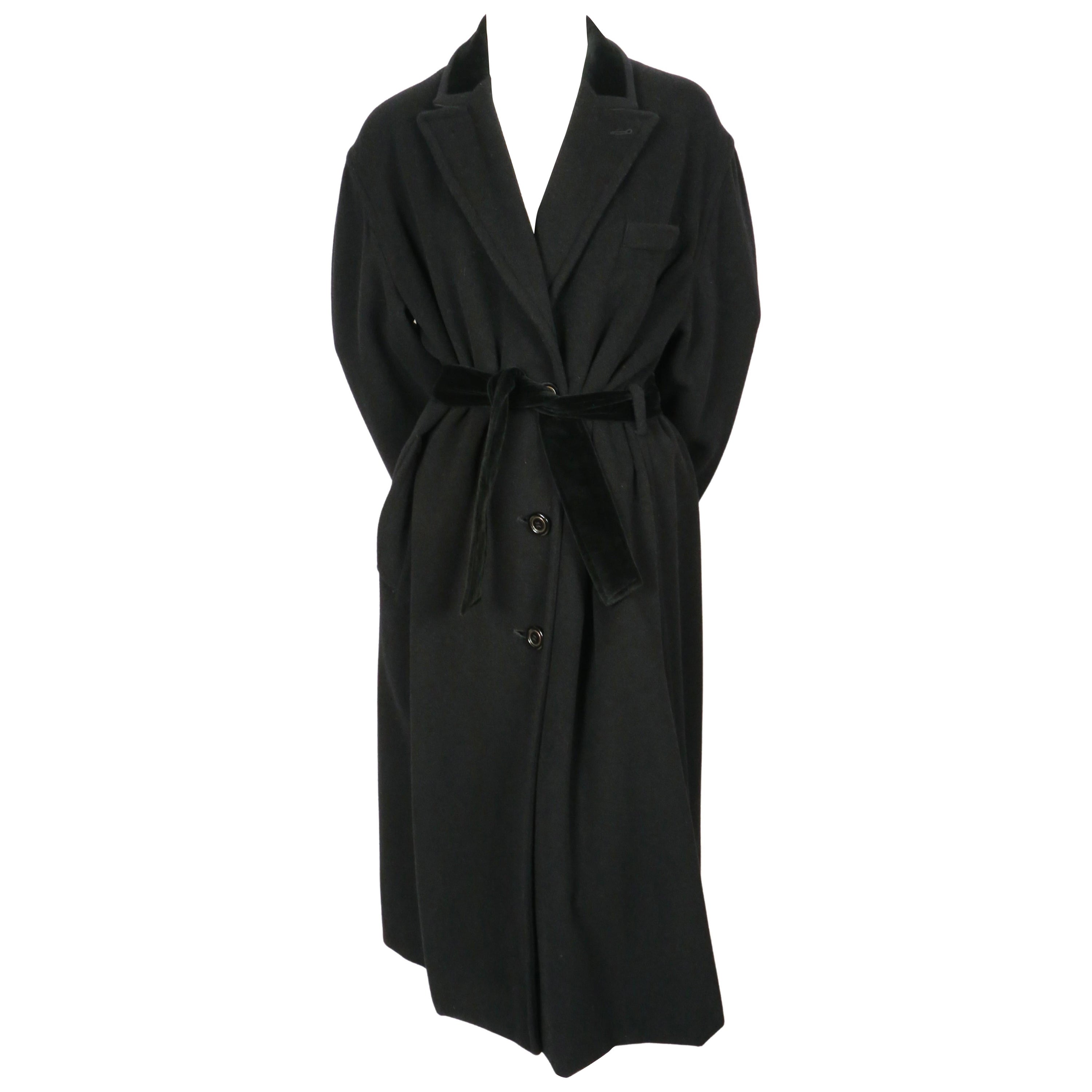 1998 JEAN PAUL GAULTIER black mohair and wool coat with velvet trim For Sale