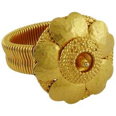 Celine Vintage 1988 Gold Toned Camellia Bracelet 1