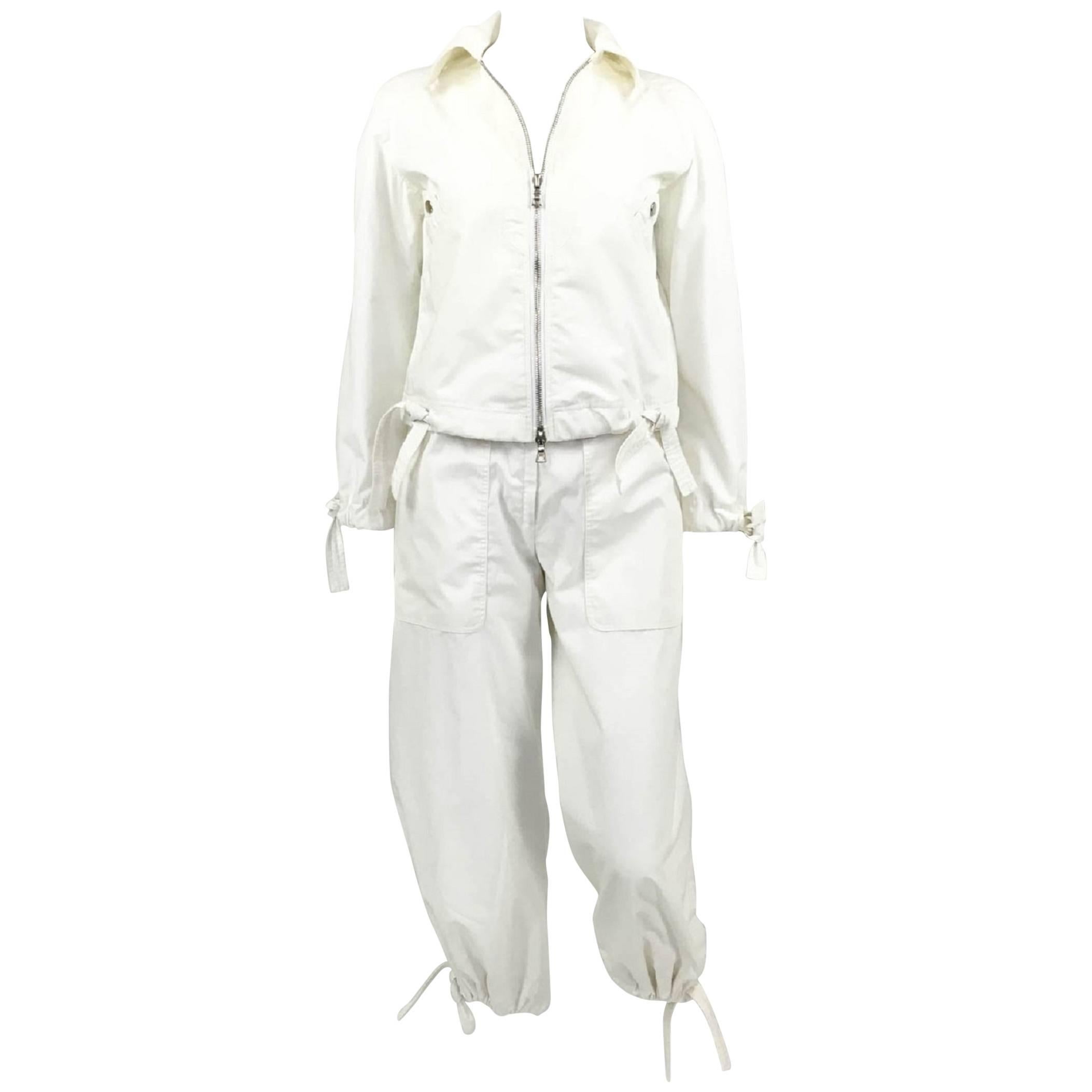 Courreges White Pants and Jacket Ensemble - 1970s