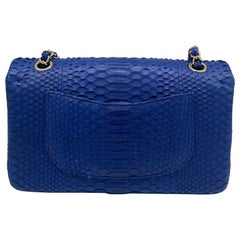 Chanel Classic Flap Medium - Peau de serpent bleue SHW 