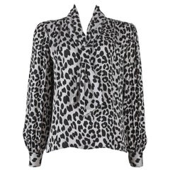 Vintage Yves Saint Laurent leopard print pussy bow silk blouse, circa 1970s