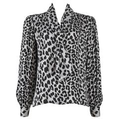 Yves Saint Laurent leopard print pussy bow silk blouse, circa 1970s 8