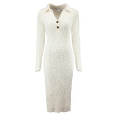 AW21 White Fluffy Knit Midi Dress Size S