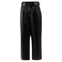 Black Faux Leather Belted Trousers Size L