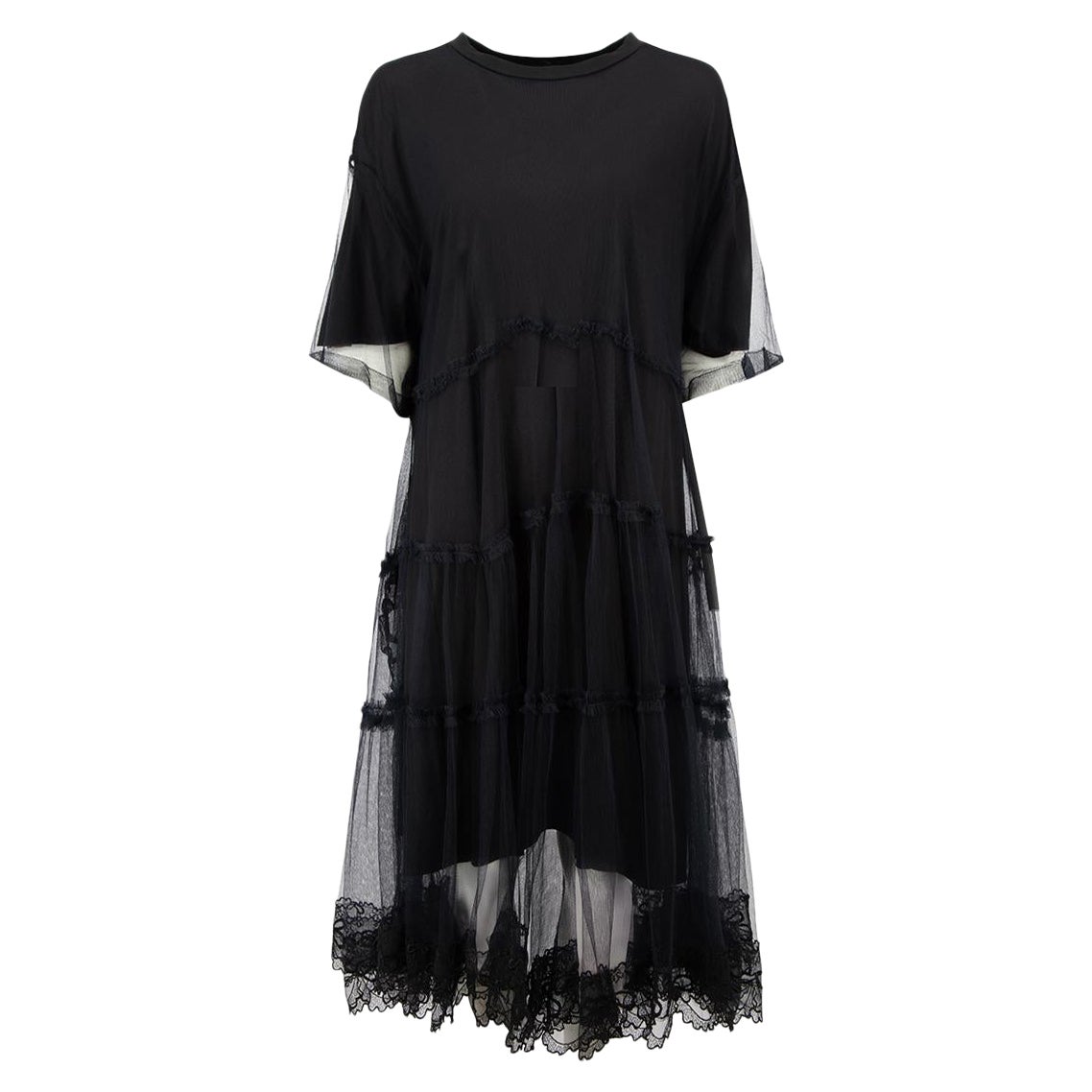 Black Tulle Layered Midi Dress Size M For Sale