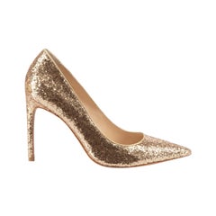 Used Gold Glitter Pointed Toe Pumps Size IT 39