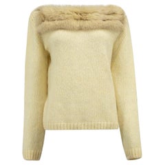 Tan Michael Kors Fox Fur-Trimmed Cashmere Sweater Jacket at