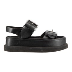 Black Vegan Leather Platform Sandals Size IT 35