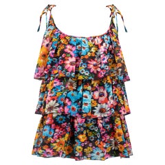 Floral Print Ruffle Layered Top Size S