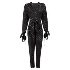 Black Silk Dotted Jumpsuit Size XS