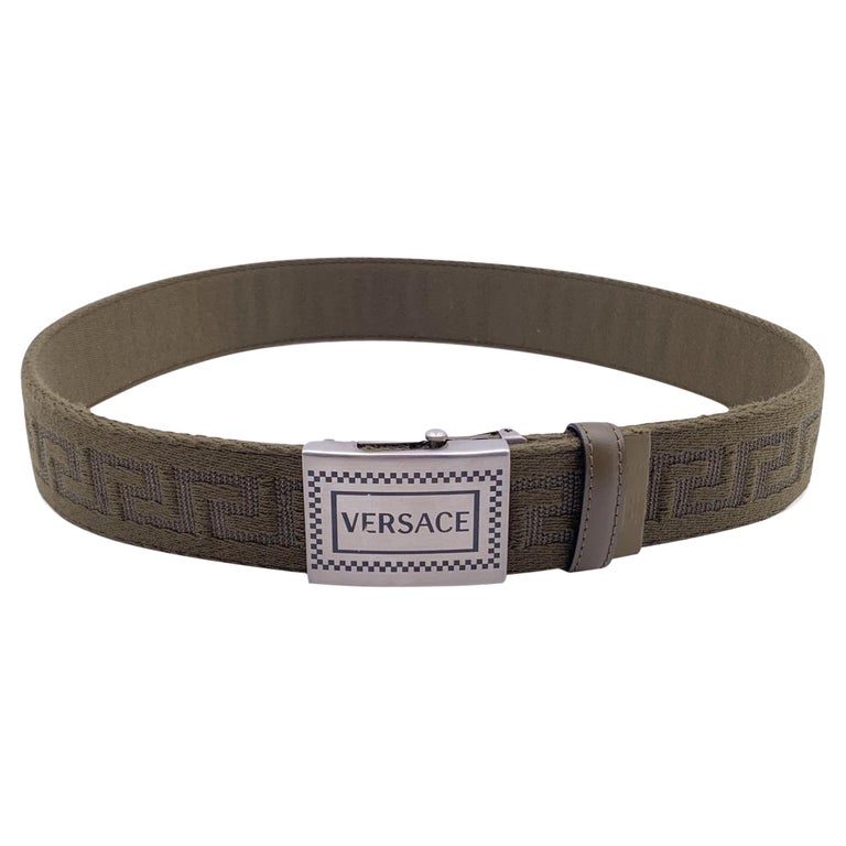 Versace Green Canvas Greek Pattern Unisex Adjustable Belt Size 80/32 For  Sale at 1stDibs