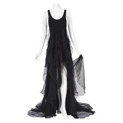 Christian Dior by Gianfranco Ferre S/S 1994 vintage black silk evening dress