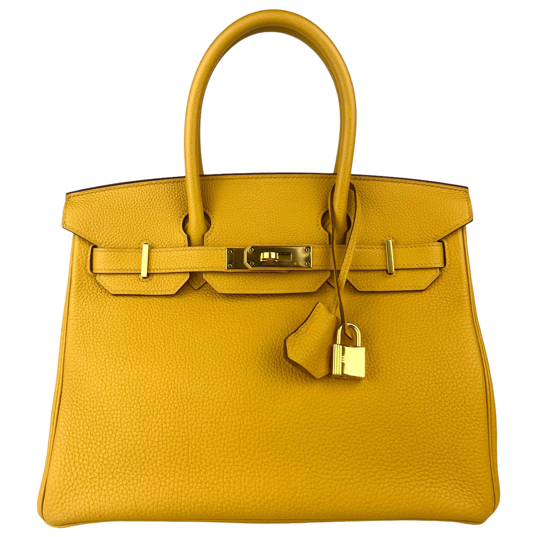 Hermes Jaune Poussin 30cm Togo Birkin Gold GHW Satchel Bag Sublime - Chicjoy