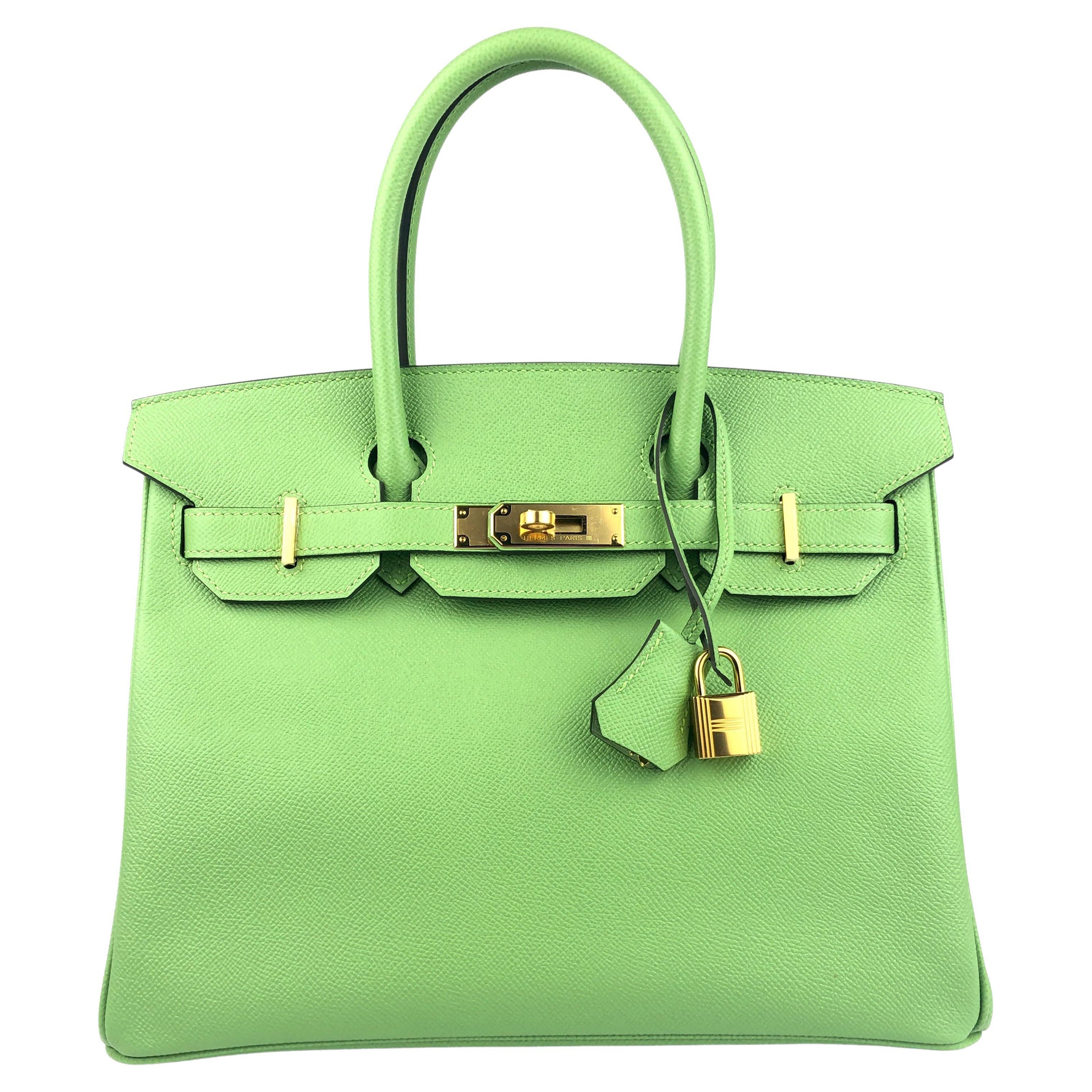 Hermes Birkin 30 Vert Criquet Green Epsom Leather Handbag Gold Hardware 2020