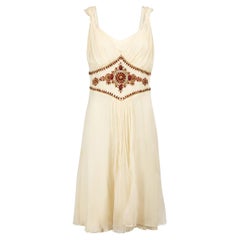 Cream Silk Embellished Dress Size XL