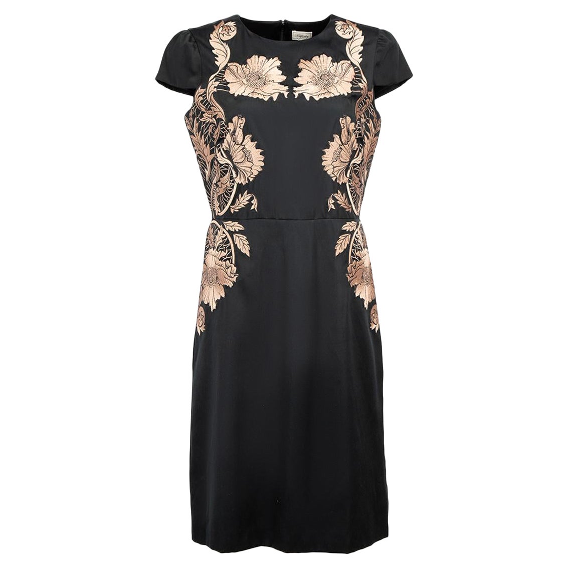 Black Floral Embroidery Dress Size L For Sale