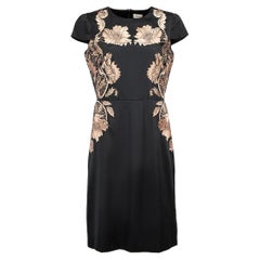 Black Floral Embroidery Dress Size L