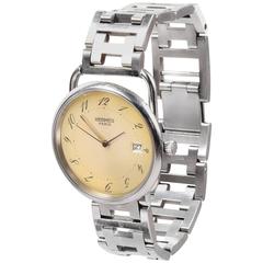 Vintage Hermes Stainless Steel "Arceau GM" Quartz Watch & 'H' Bracelet Strap