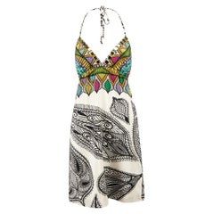 Abstract Print Silk Halterneck Mini Dress Size S