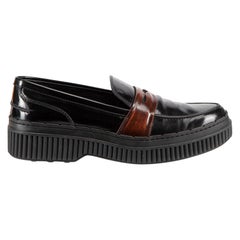 Black Leather Platform Penny Loafers Size IT 38