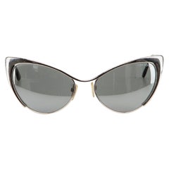Tom Ford Women's Silver Half Frame Cat Eye Sunglasses