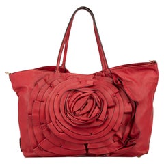 Valentino Women's Red Leather Rose Petal Tote