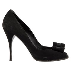 Black Suede Ruffle Heels Size IT 40