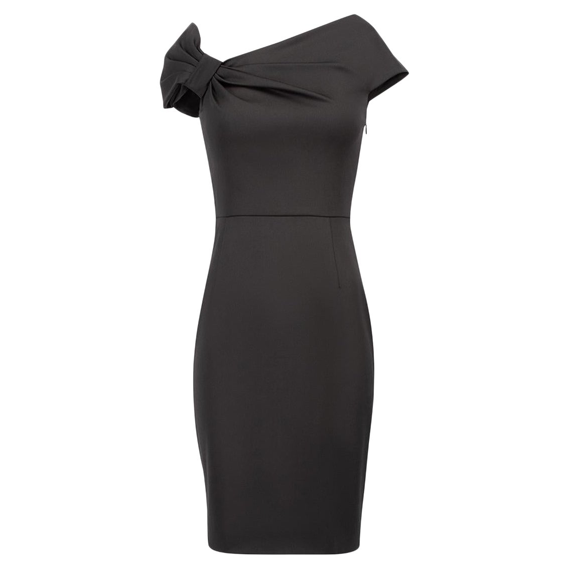Valentino Technocouture Black Wool Asymmetric Bow Mini Dress Size XS