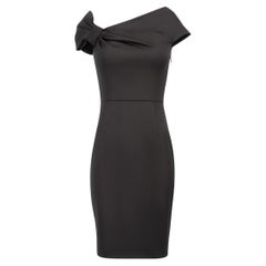 Valentino Technocouture Black Wool Asymmetric Bow Mini Dress Size XS