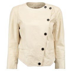 Cream Leather Jacket Size M