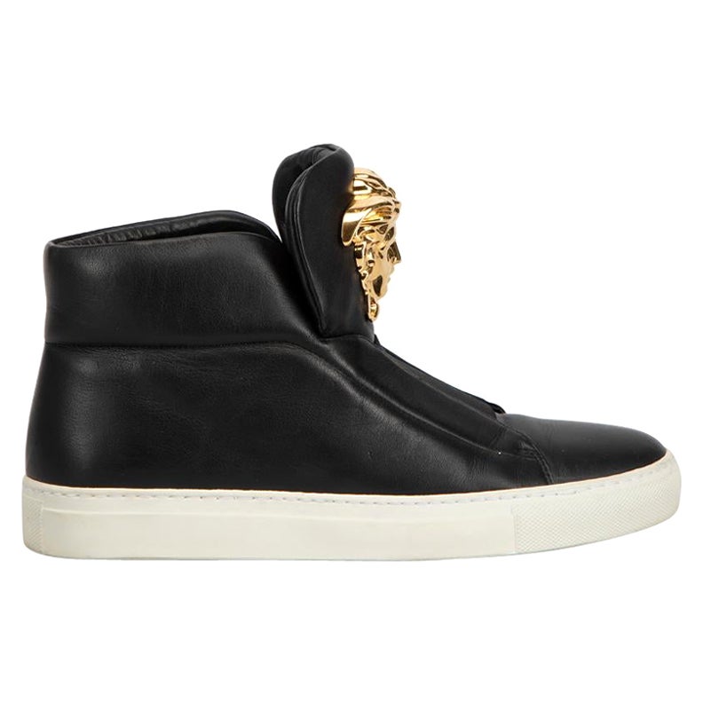 Black Leather Medusa High Top Trainers Size IT 38.5