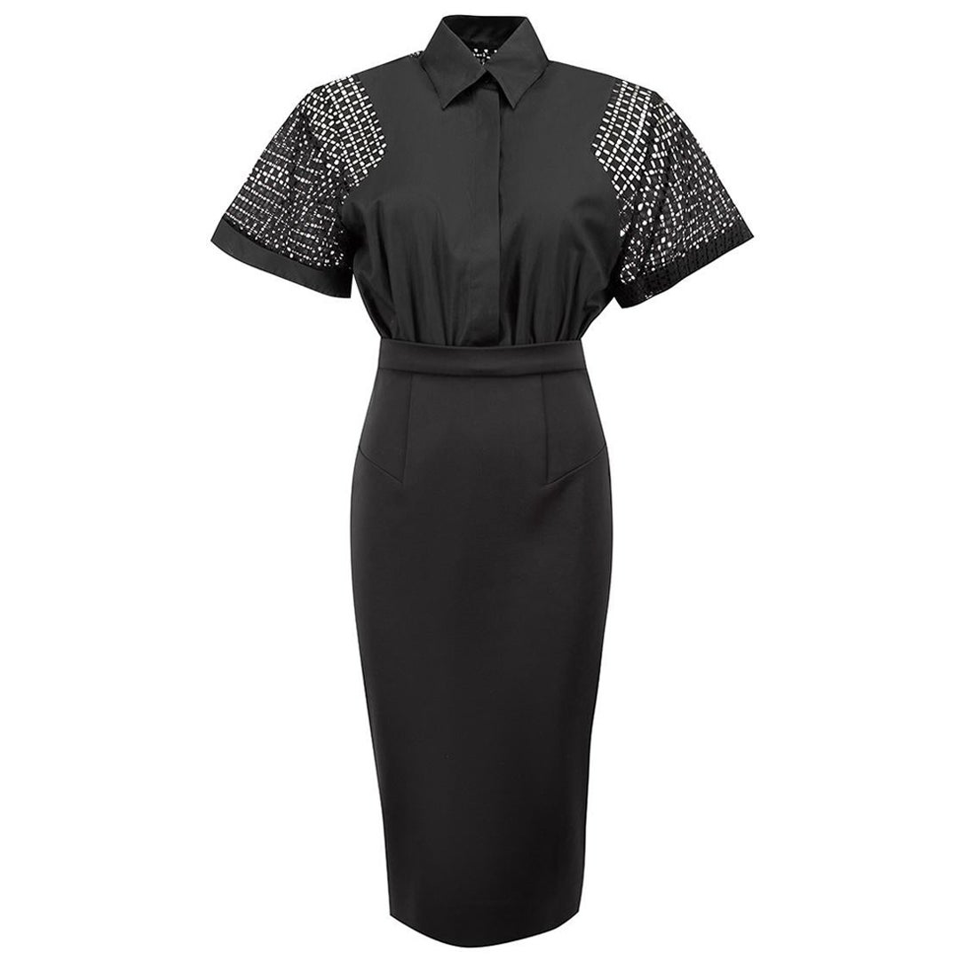 Black Lace Accent Collar Dress Size S For Sale