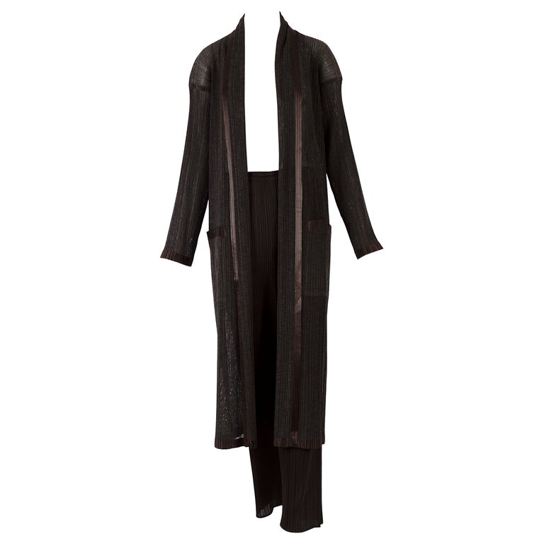 Issey Miyake pleats vintage 1990s chocolate brown coat and 