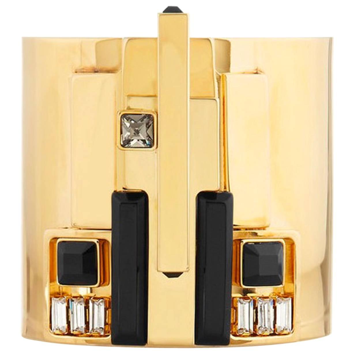 Gold Art Deco Cuff Bracelet by Emilio Pucci  For Sale