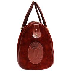 Cartier Les Must de Cartier Bordeaux Wildleder Boston Handtasche