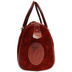 Cartier Les Must de Cartier Bordeaux Suede Leather Boston Hand Bag