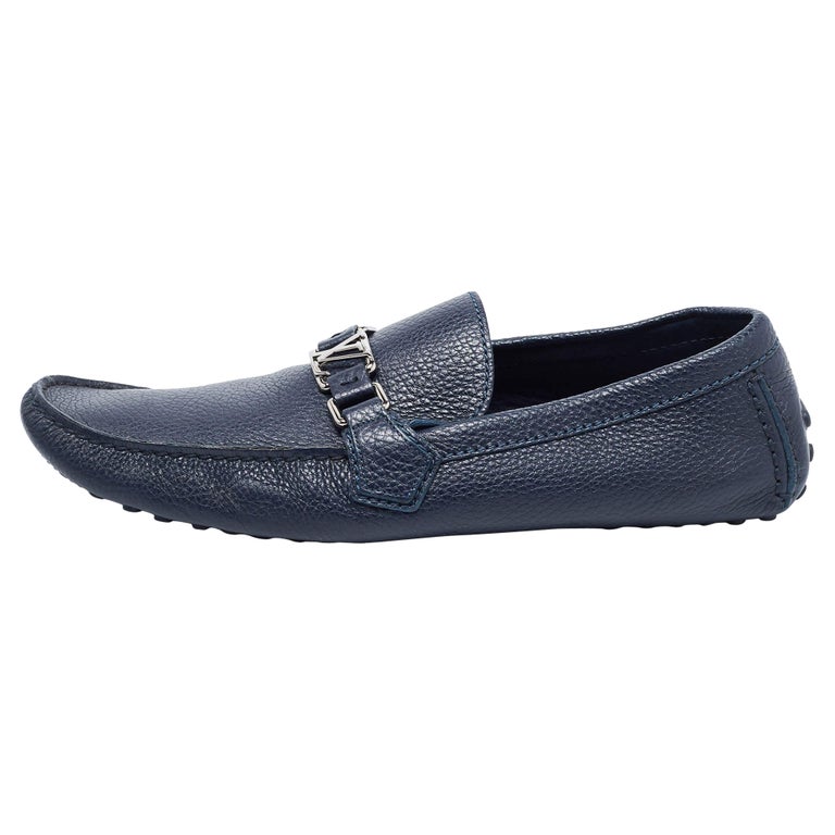 Louis Vuitton Navy Blue Leather Hockenheim Loafers Size 44 at 1stDibs