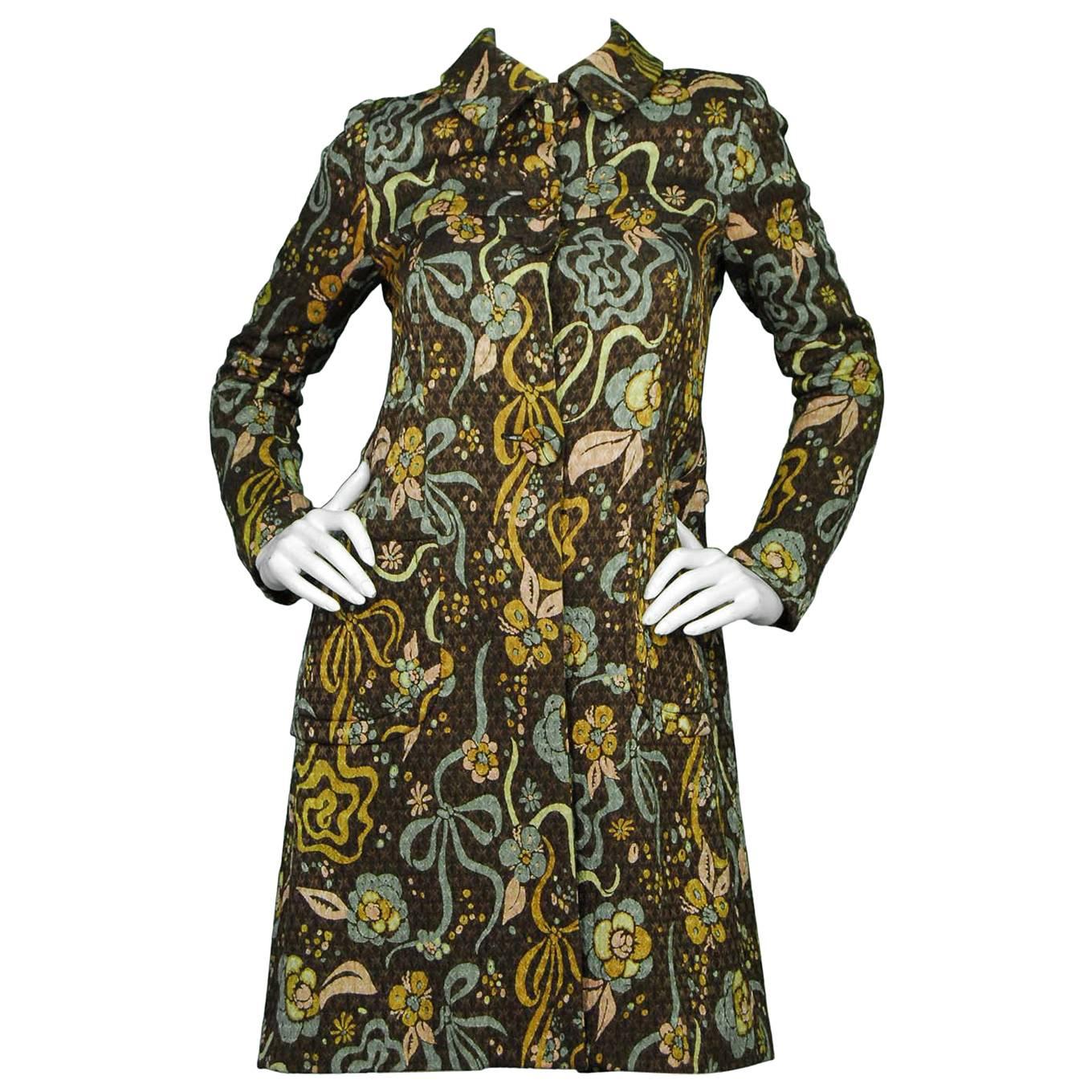 Emanuel Ungaro Brown Floral Coat Sz 6