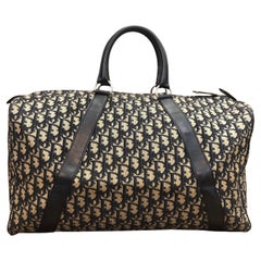 Used CHRISTIAN DIOR Navy Trotter Jacquard Boston Duffle Bag 45