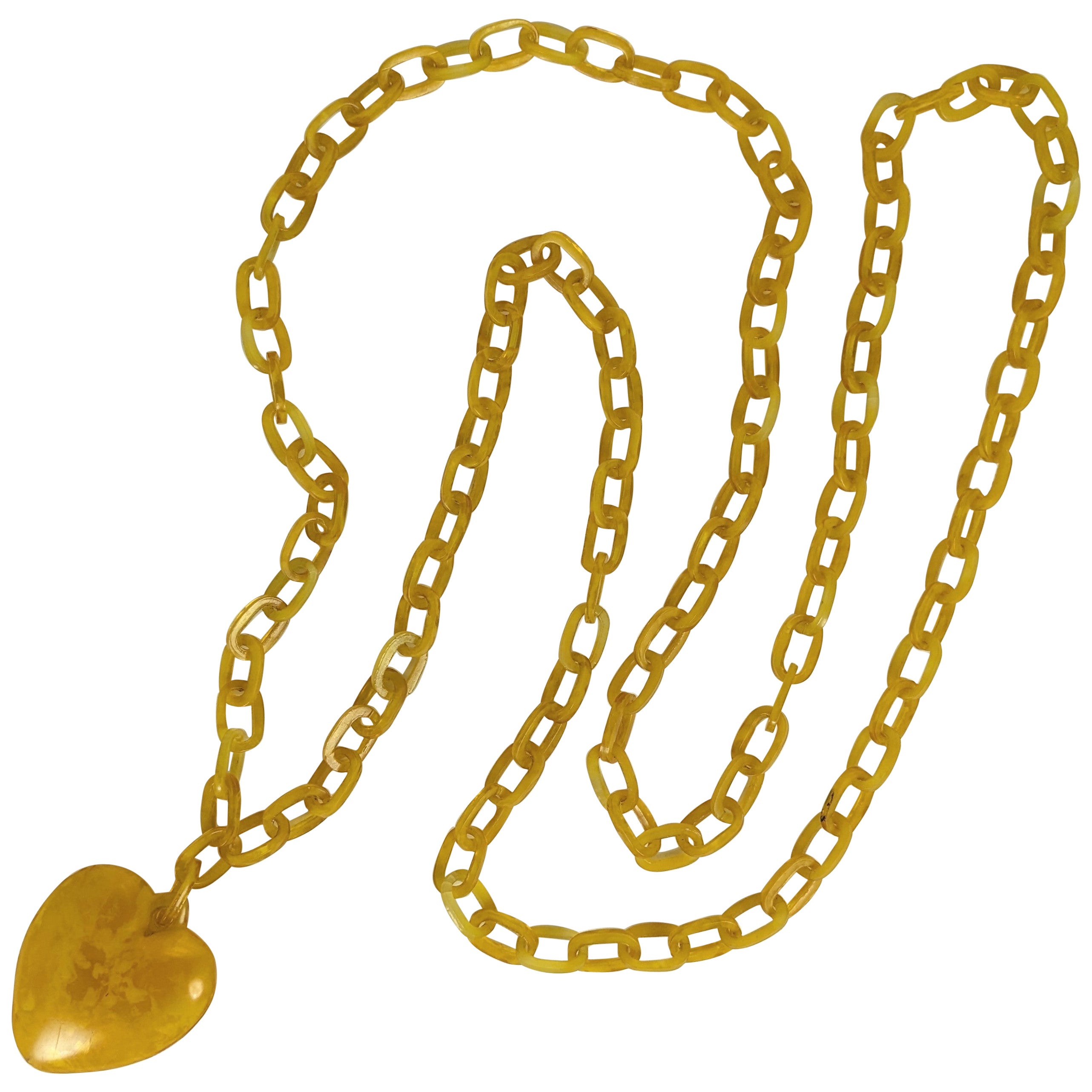 Art Deco Celluloid Heart Chain For Sale