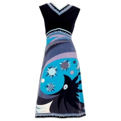 Emilio Pucci Purple, Turquoise, Green, Black and White Silk Scarf Vintage  For Sale at 1stDibs