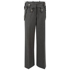 Grey Exaggerated Belt Loop Trousers Size M
