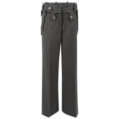 Grey Exaggerated Belt Loop Trousers Size M