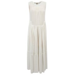 White Sleeveless Tiered Midi Dress Size S