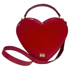1990's Moschino Red Leather Heart Bag seen on The Nanny