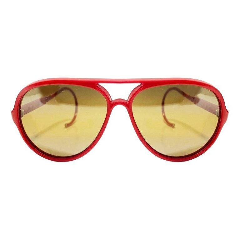  1980s Rossignol Mirrored Ski Red Adjustable Sunglasses