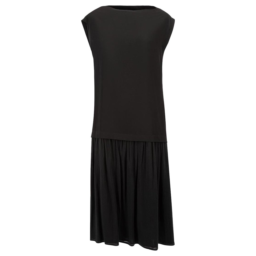 Y's Black Ruffle Skirt Midi Dress Size XS For Sale